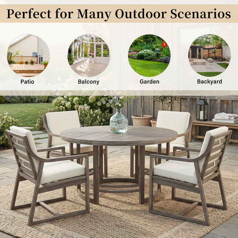 Outdoor Dining Set 5-Piece Patio Table and Chairs with Umbrella Hole by HouseOfZazla