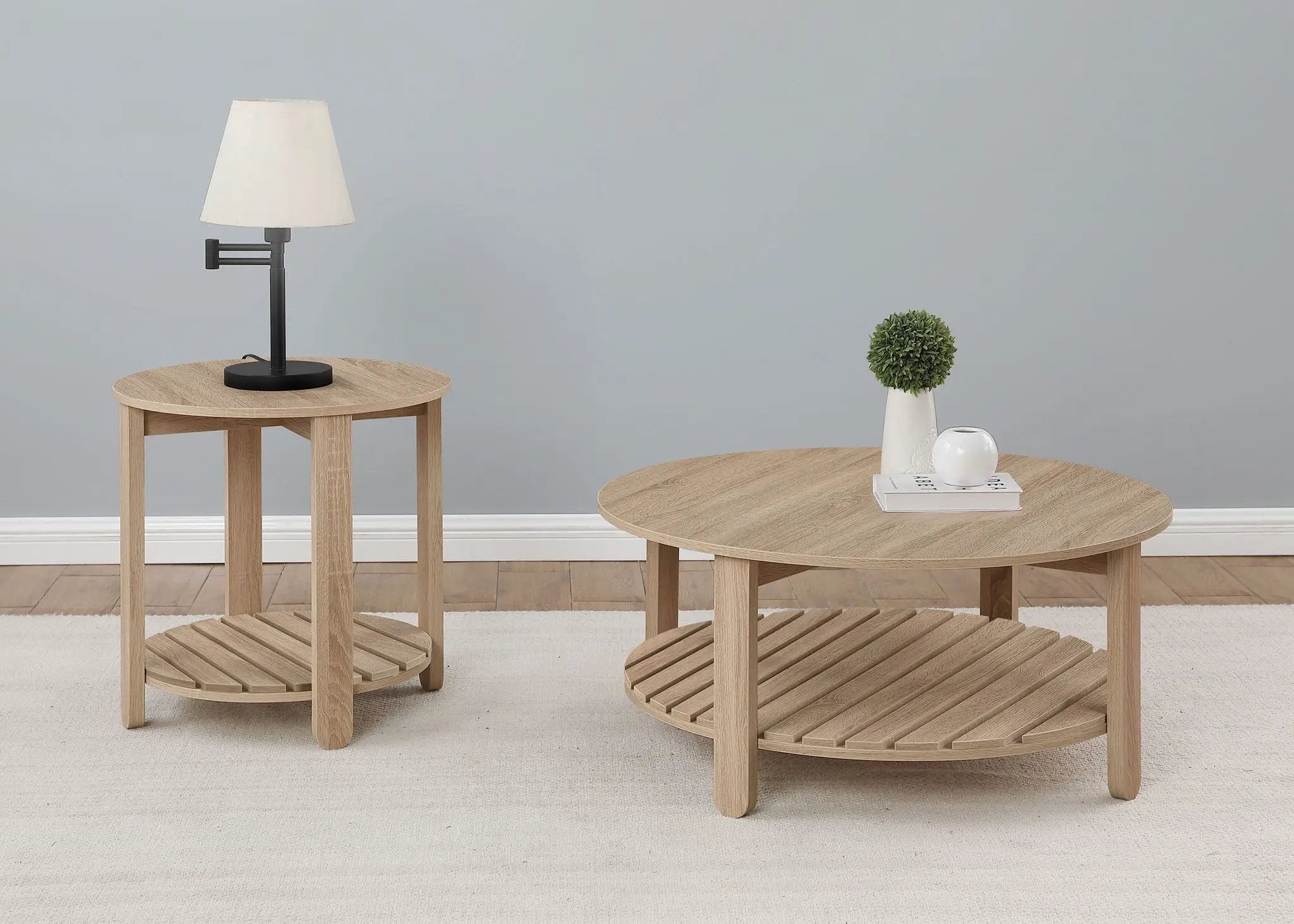 Fowler 1-shelf Round Engineered Wood Coffee Table Natural by Unique Piece Furniture