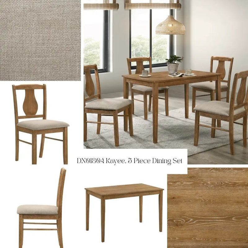 Kayee - 5 Pieces Pack Dining Set - Weathered Oak by Unique Piece Furniture