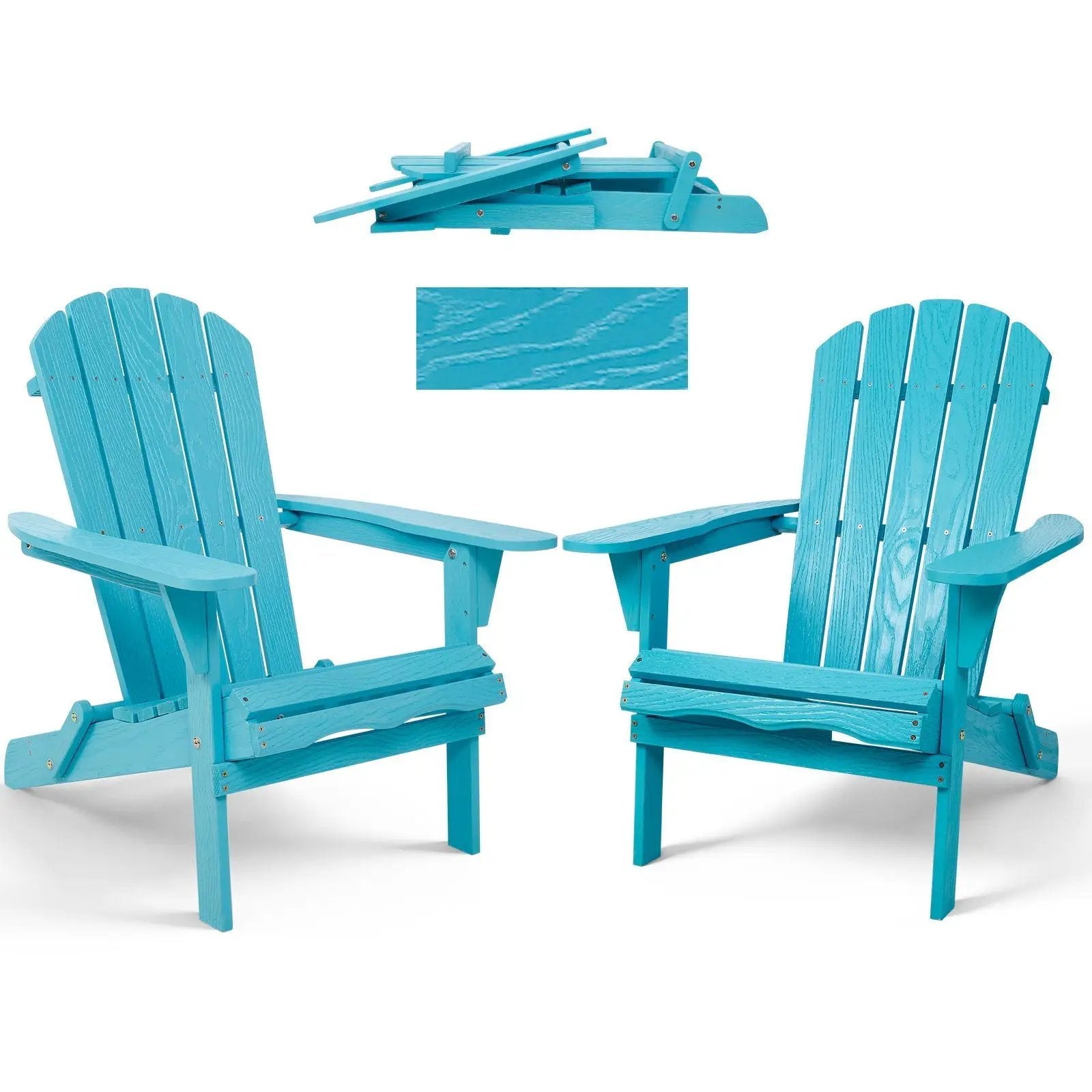 Lounge Patio Chair For Garden Outdoor Folding Embossed Adirondack - Turquoise Blue by HouseOfZazla