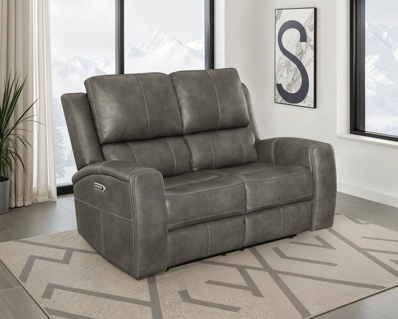 Brickston Triple Power Reclining Loveseat Charcoal by Unique Piece Furniture