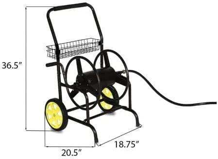 Heavy Duty Hose Cart with Wheels – Garden Hose Holder, Hose Reels for Outside, Metal Hose Reel Cart, 200ft Capacity by GreenHaven Gardens