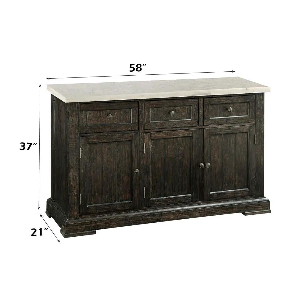 Nolan - Server - White Marble Top & Salvage Dark Oak by Unique Piece Furniture