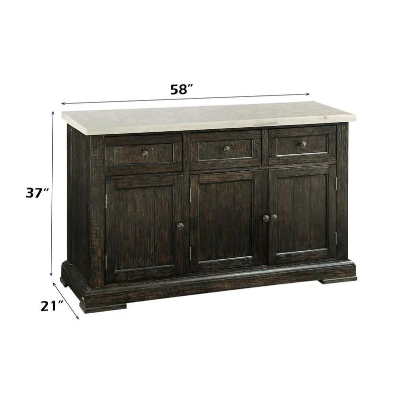 Nolan - Server - White Marble Top & Salvage Dark Oak by Unique Piece Furniture