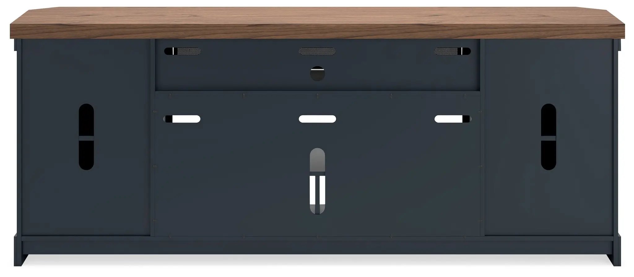 Landocken - XL TV Stand W/Fireplace Option - Brown / Blue by Unique Piece Furniture