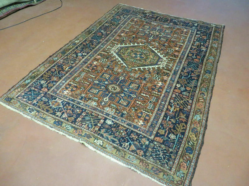Persian Karajeh Rug 5x6, Antique Geometric Medallion Carpet by Jewel Rugs
