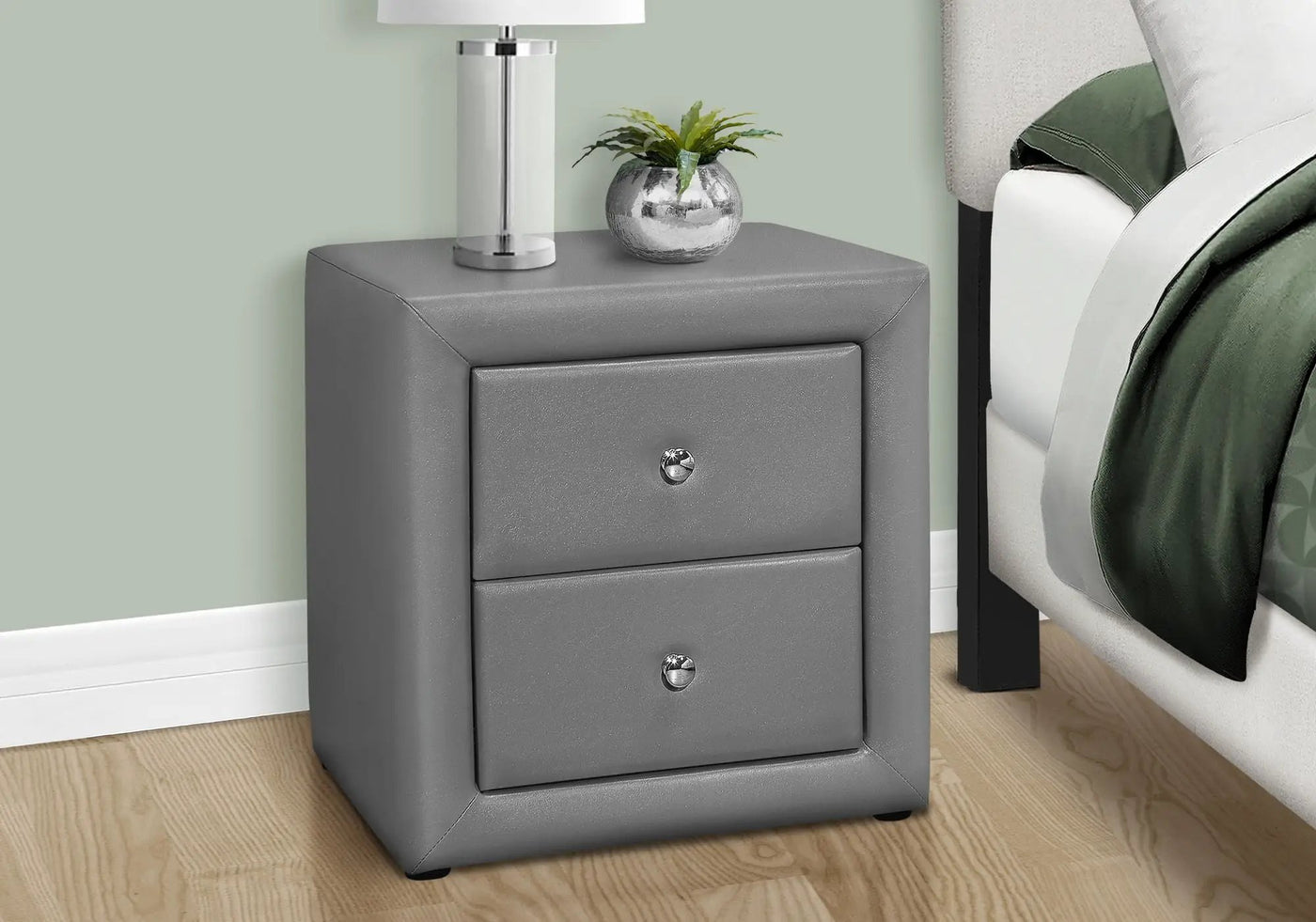 Nightstand With Storage Drawer, Upholstered, Transitional by HouseOfZazla