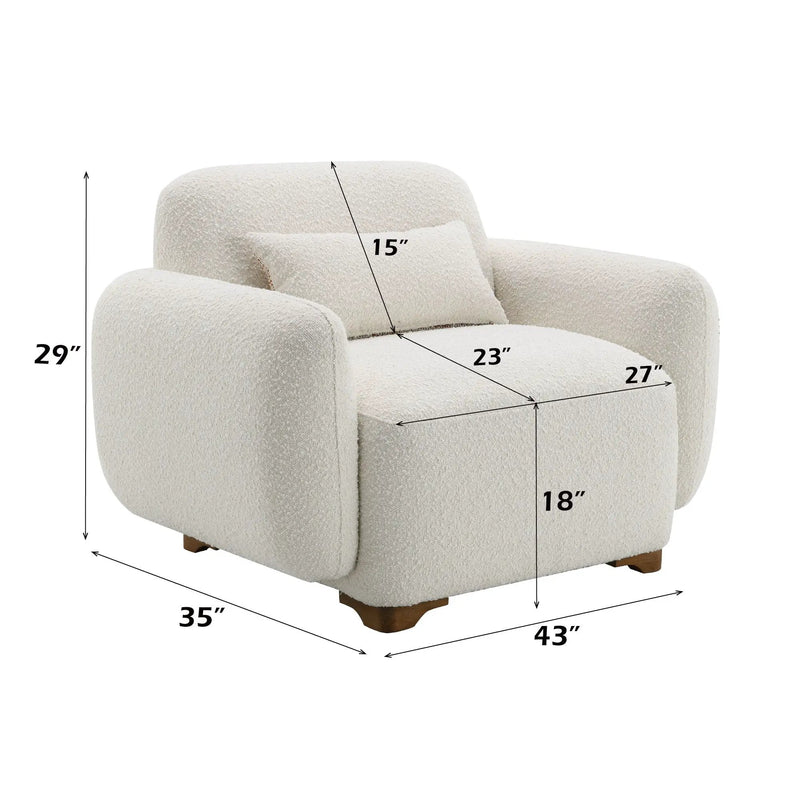 Darius - Boucle Accent Chair With 1 Toss Pillow - Beige by Unique Piece Furniture