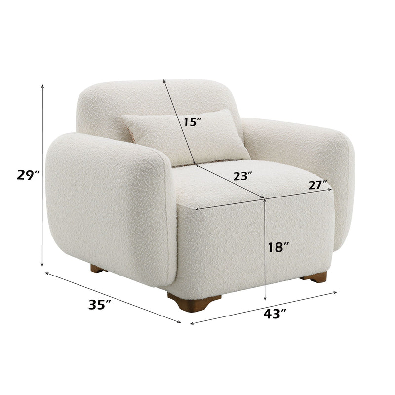 Boucle Accent Chair with Toss Pillow - Beige, photo 2 of 4