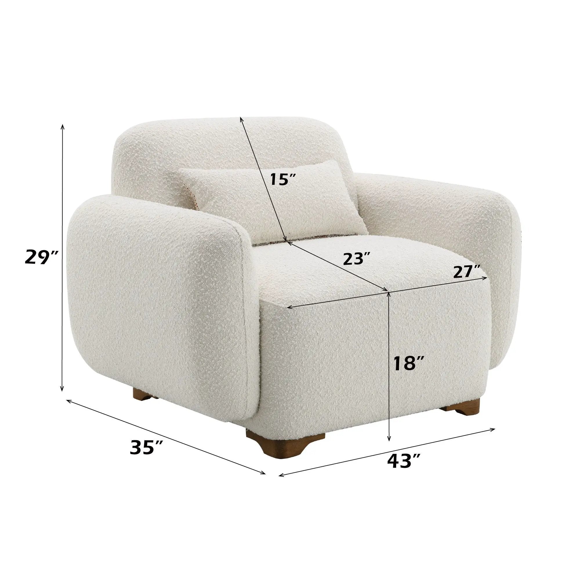 Darius - Boucle Accent Chair With 1 Toss Pillow - Beige by HouseOfZazla