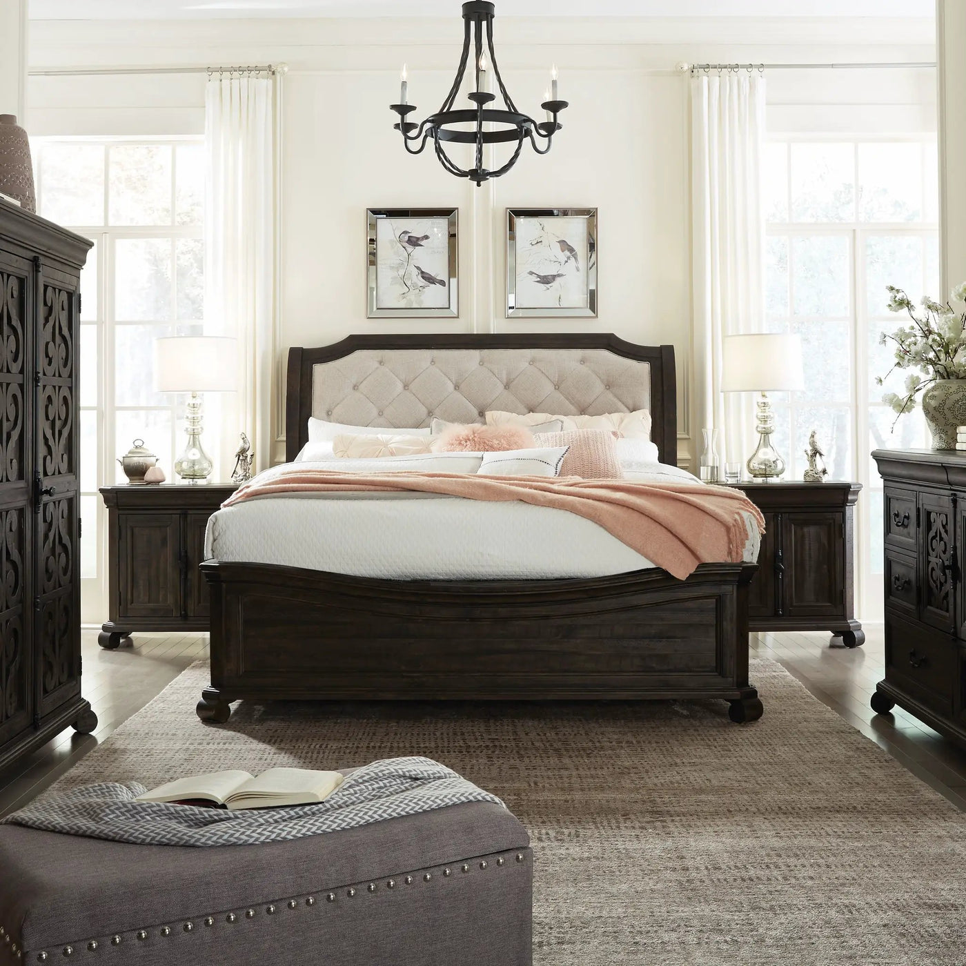 Bellamy - Complete Sleigh Bed With Shaped Footboard by Unique Piece Furniture