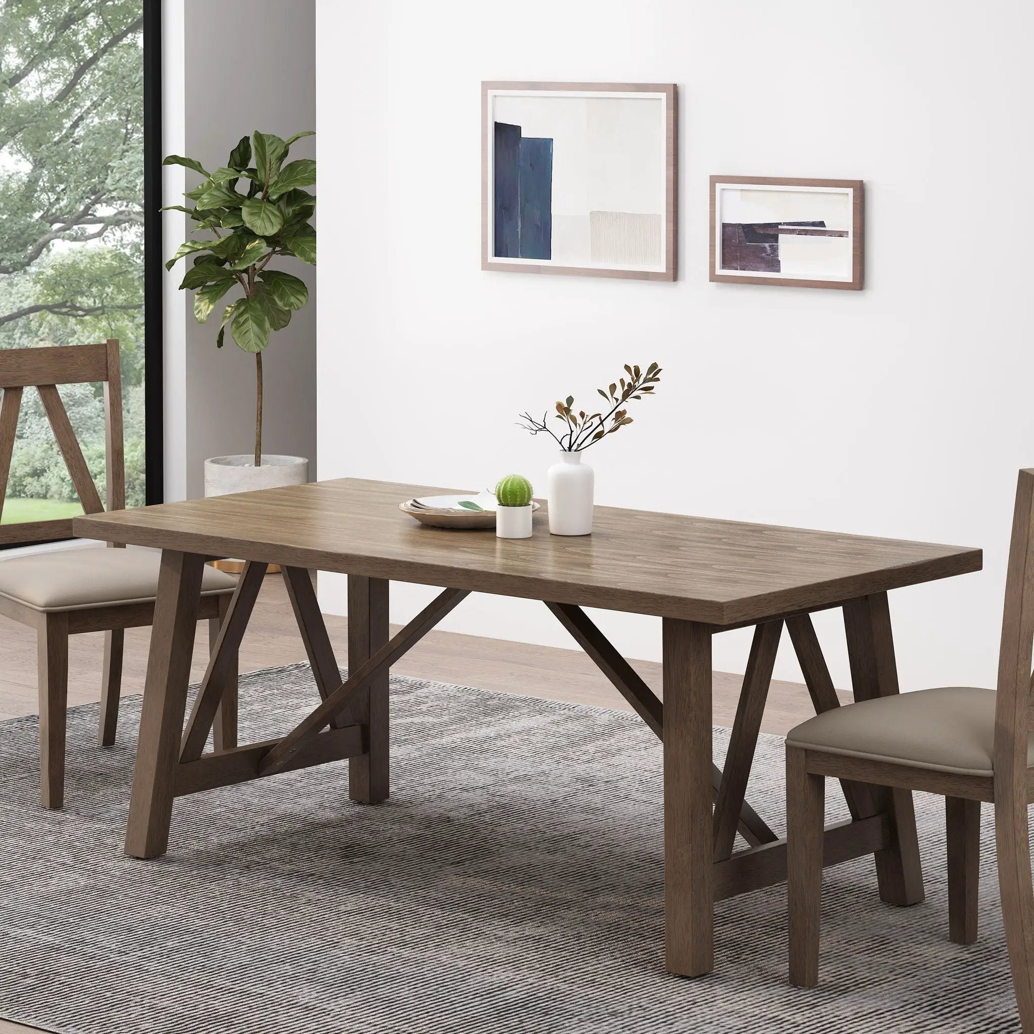 Farmhouse Style Dining Table With Wood-Like Top by HouseOfZazla
