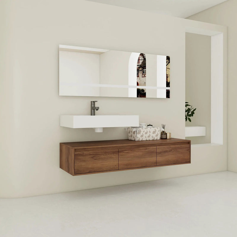 Modern Wall Mounted Bathroom Vanity With Resin Sink And Soft Close Drawer by Unique Piece Furniture