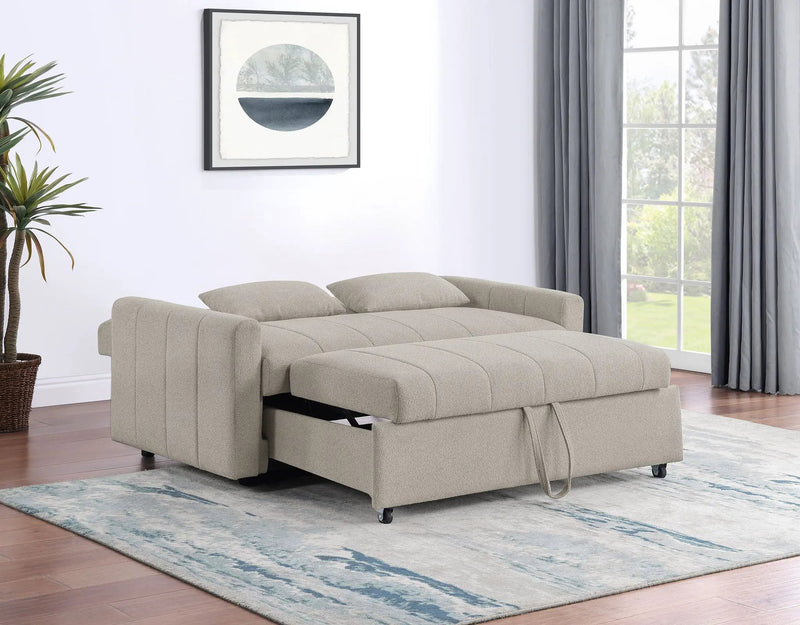 Portland Boucle Upholstered Sleeper Sofa Bed Latte by Unique Piece Furniture