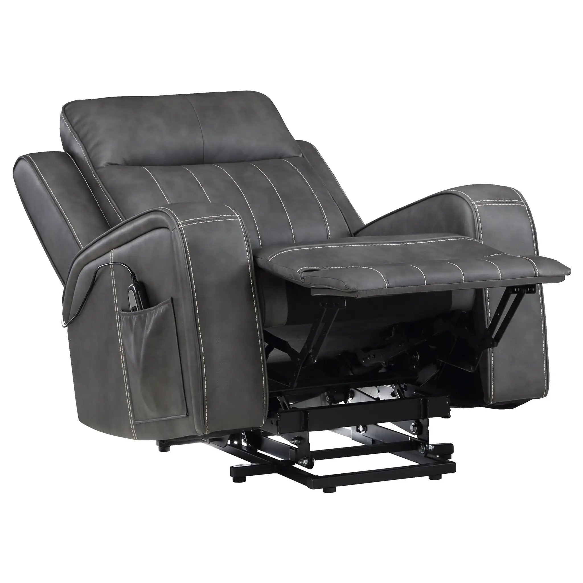 Mckinley - Upholstered Power Lift Recliner Chair With Remote Control - Gray by HouseOfZazla