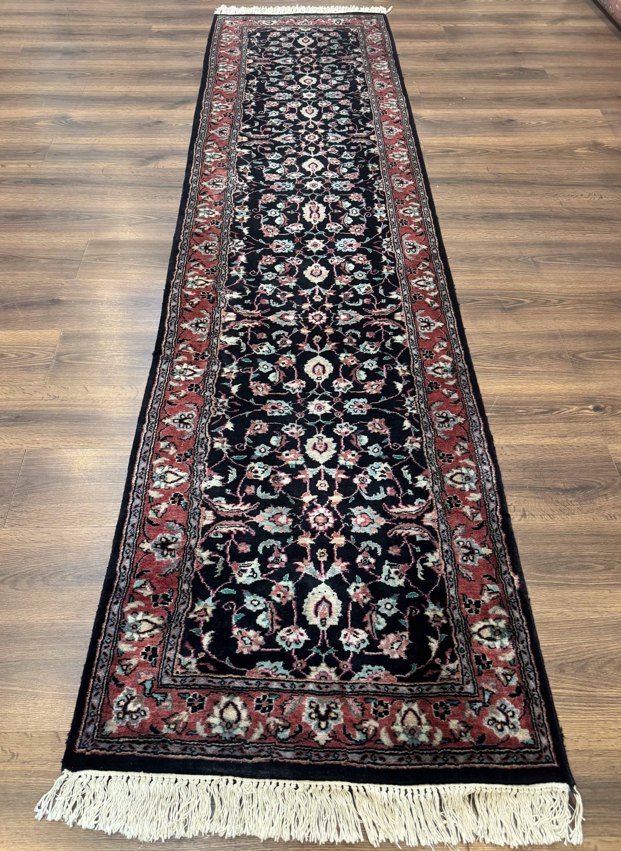 Pak Persian Runner Rug 2.8 x 10, Dark Blue, Floral Allover, Wool by Jewel Rugs