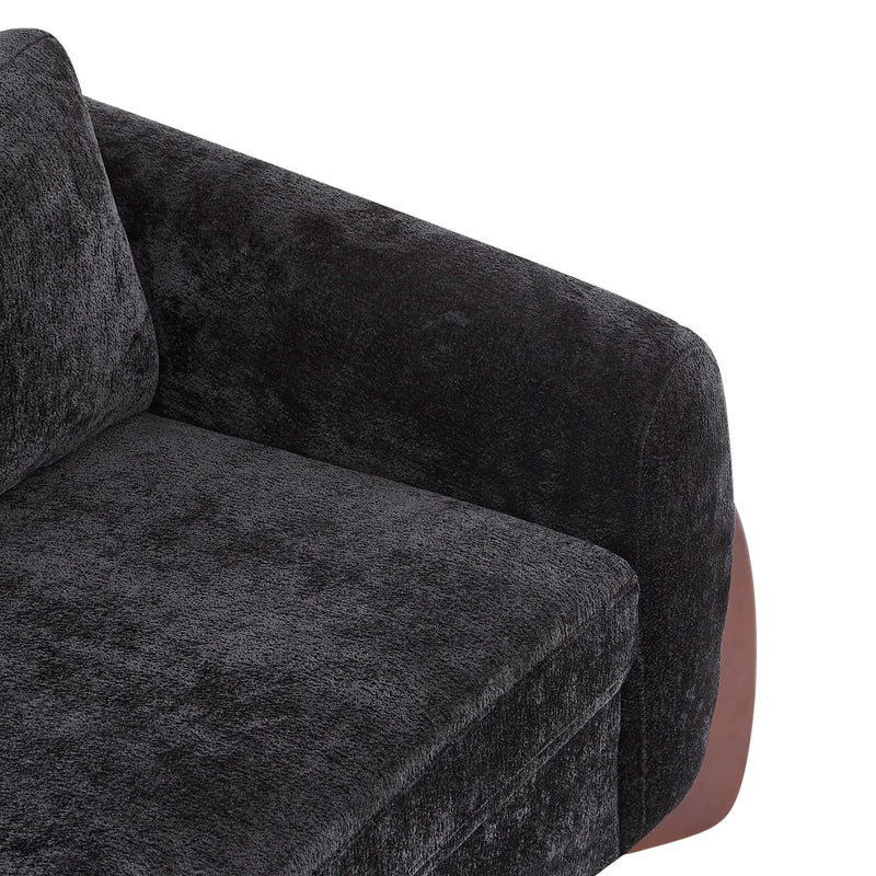 89"L Sofa with Chenille Fabric and Wooden Legs by HouseOfZazla
