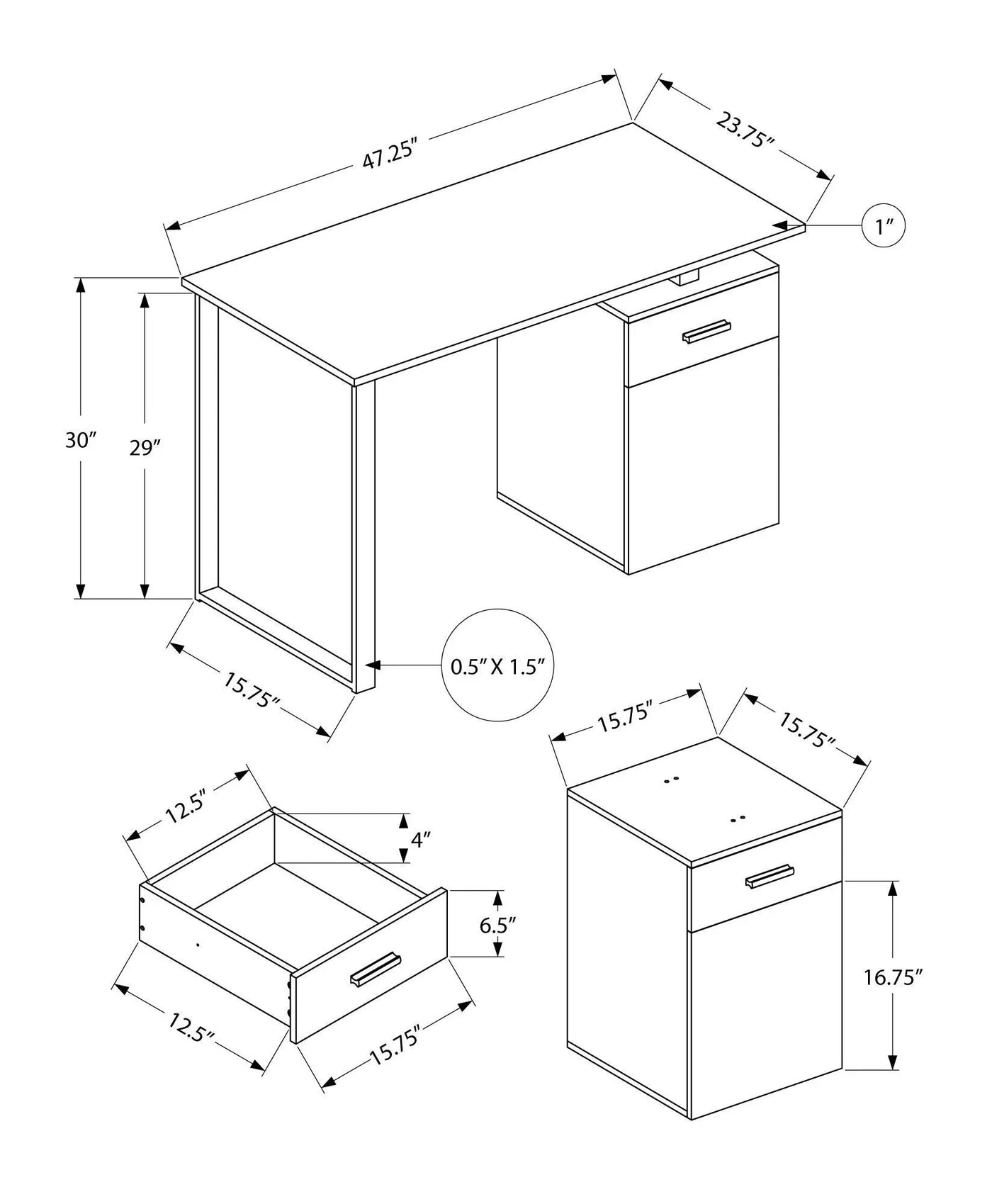 Computer Desk with Storage Drawers for Home Office by HouseOfZazla