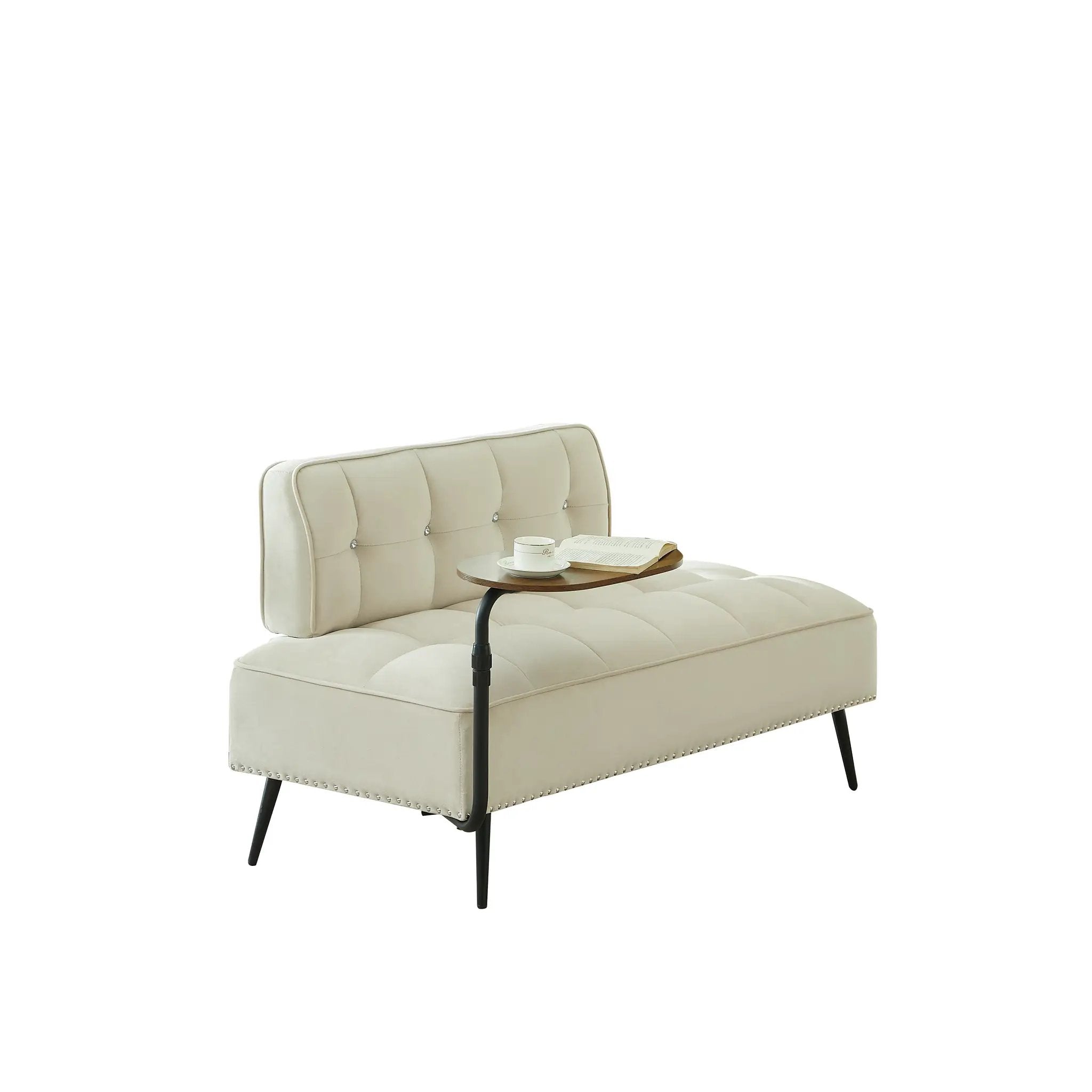 54-Inch Modern Two-Seater Velvet Sofa with Rotating Side Table by HouseOfZazla