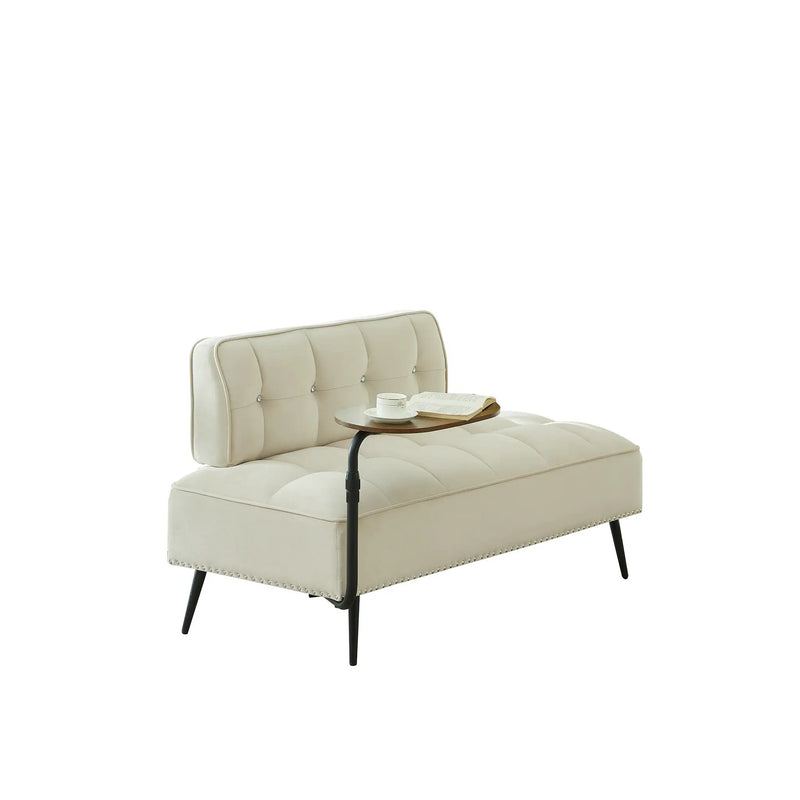 54-Inch Modern Two-Seater Velvet Sofa with Rotating Side Table by HouseOfZazla