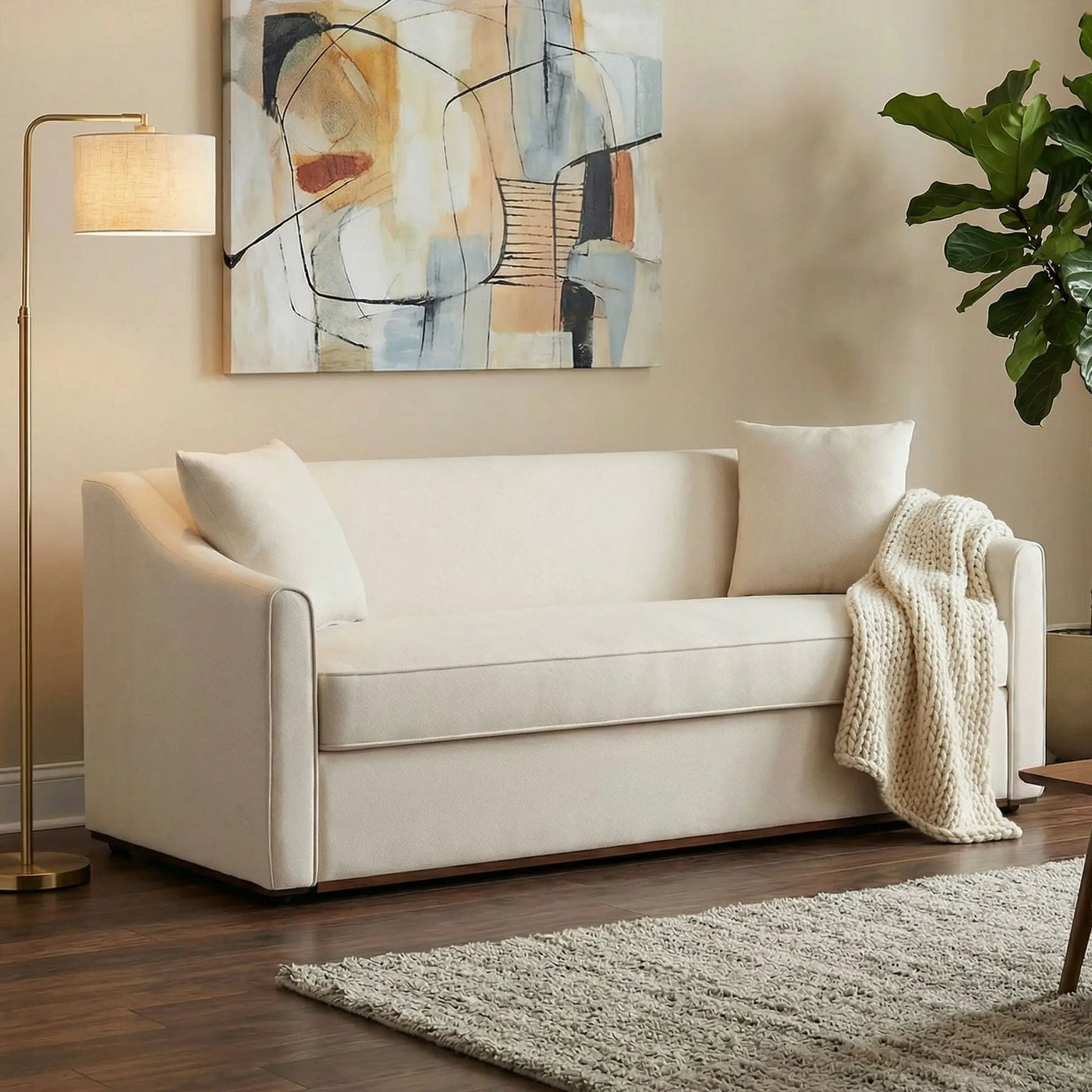 3 Seater Sofa With Wrap Around Armrests And Throw Pillows by HouseOfZazla