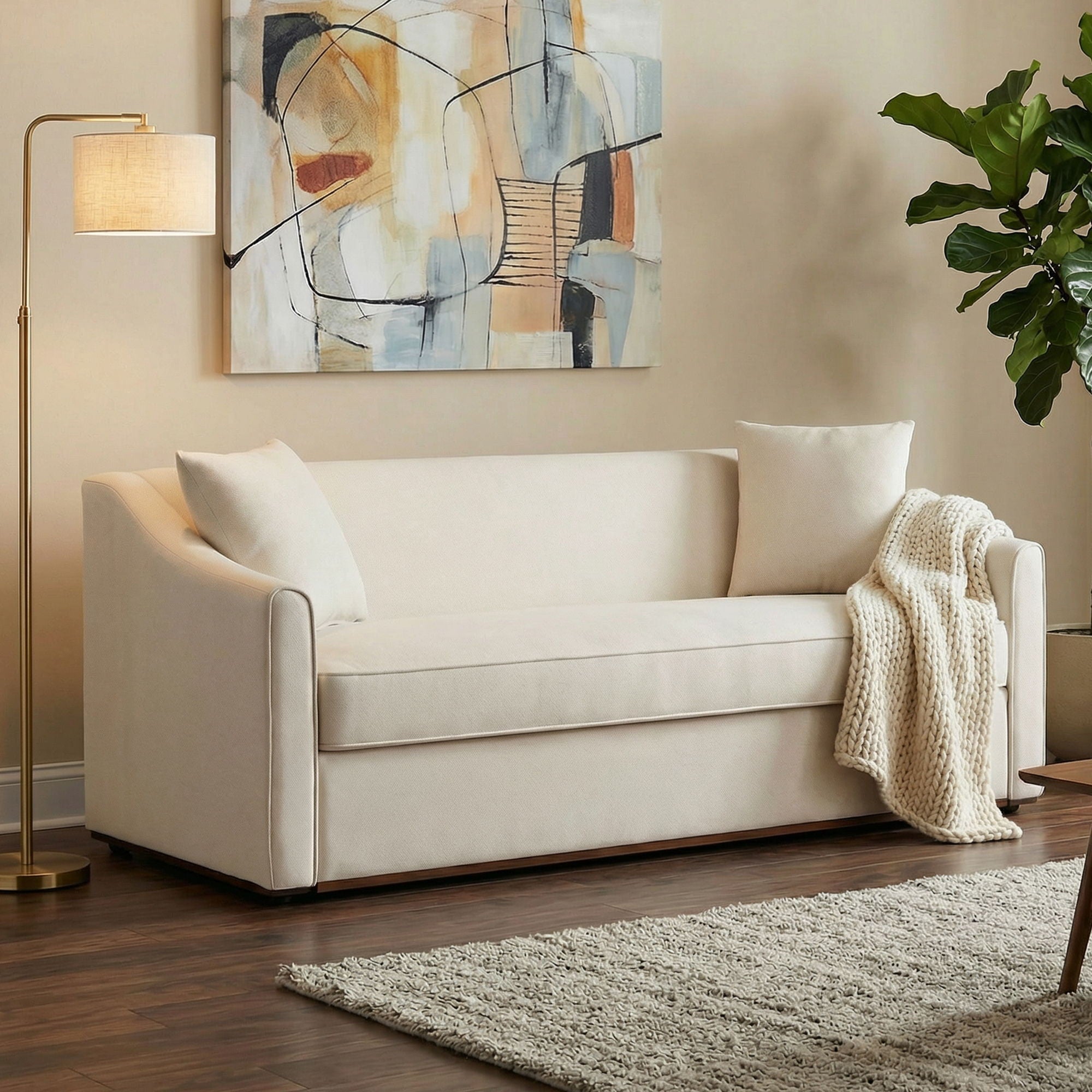 3 Seater Sofa With Wrap Around Armrests And Throw Pillows by HouseOfZazla