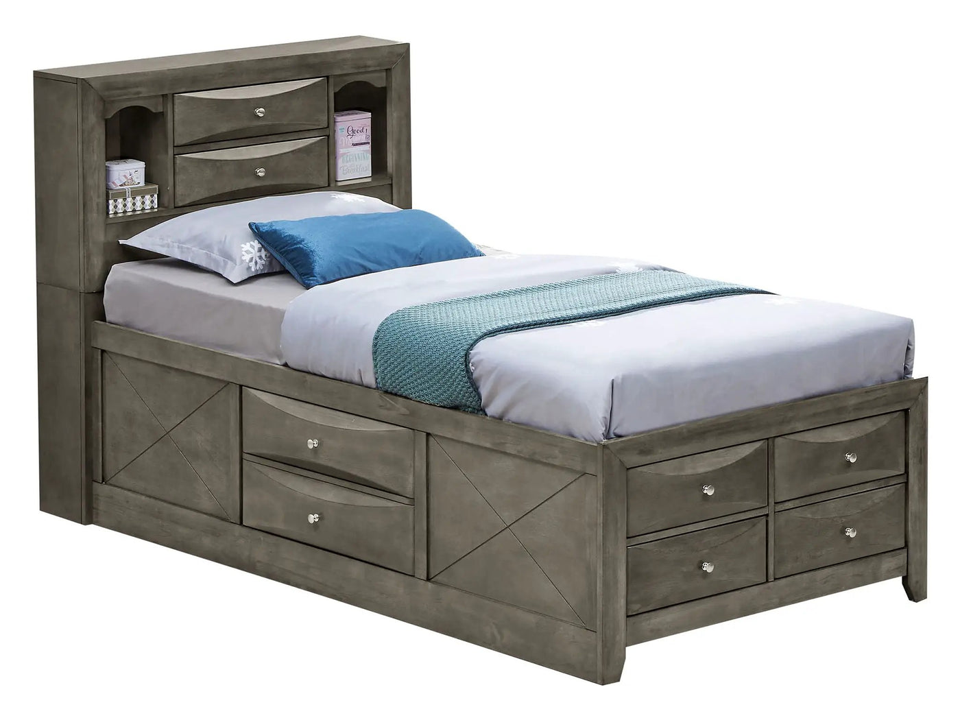 Modern Design Storage Bed With Bookcase Headboard by Unique Piece Furniture