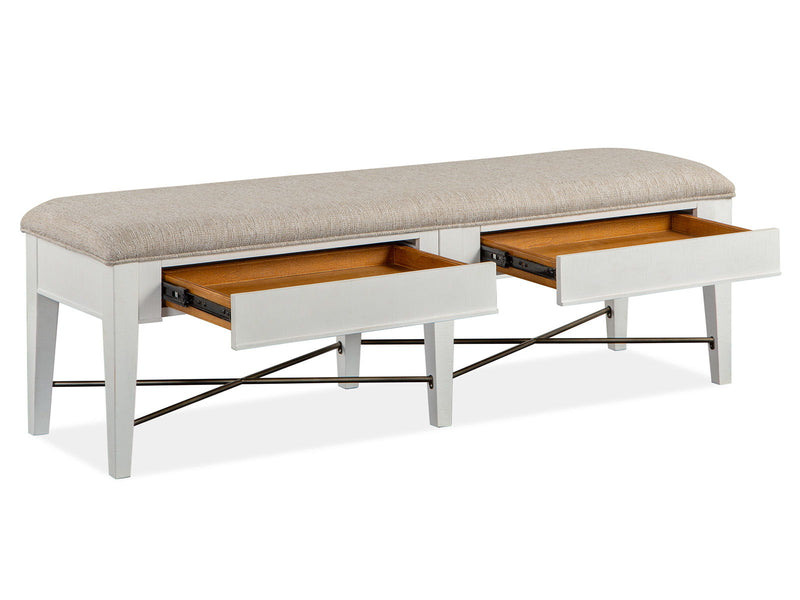 Heron Cove - Bench With Upholstered Seat - Chalk White, photo 5 of 7