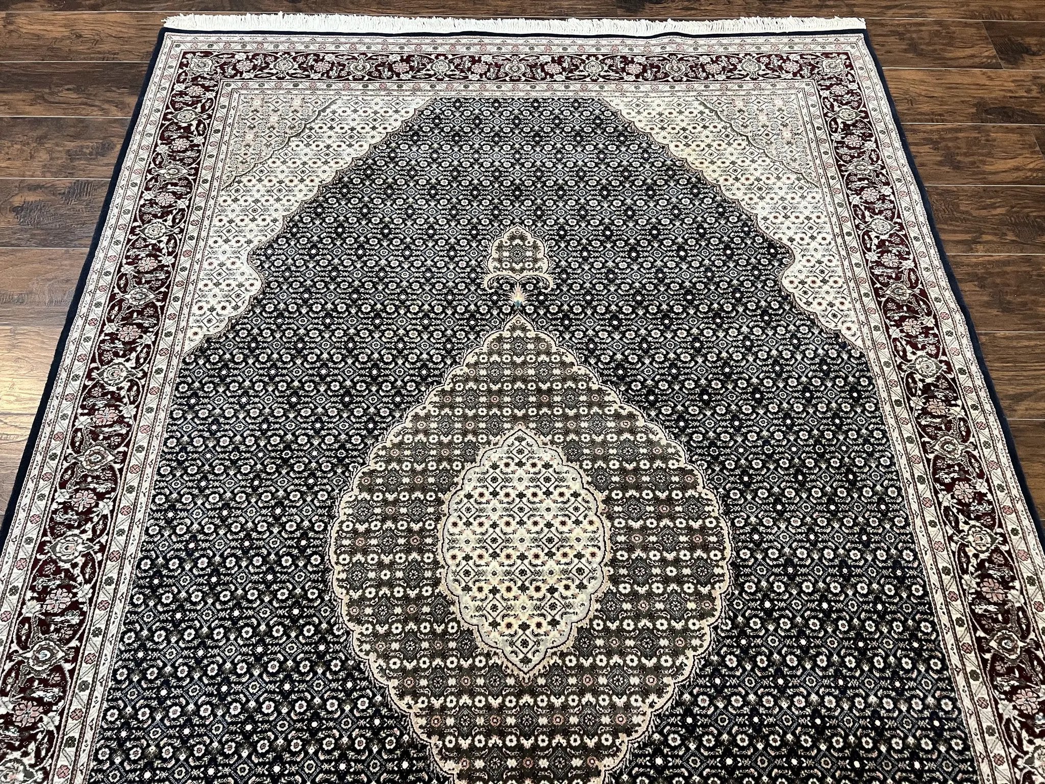 Sino Persian Rug 6x9, Herati Pattern, Vintage Handmade Hand Knotted Wool Oriental Carpet, Fine 6 x 9 Rug, Traditional Rug, Dark Blue Rug by Jewel Rugs