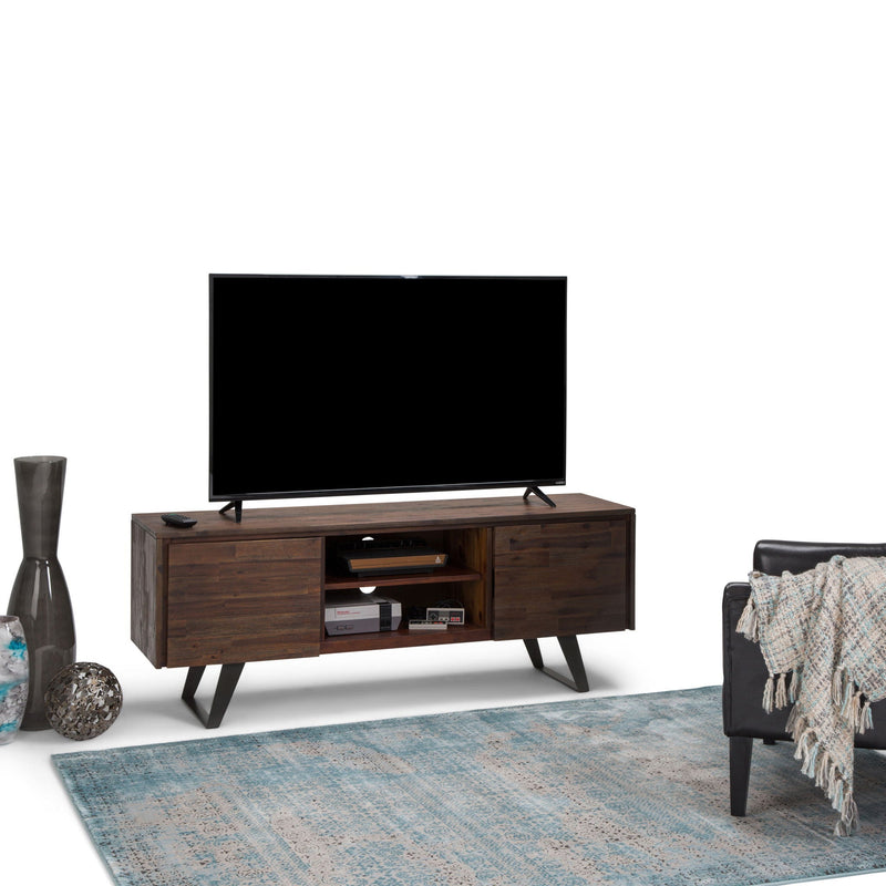 Lowry - TV Media Stand - Distressed Charcoal Brown by HouseOfZazla