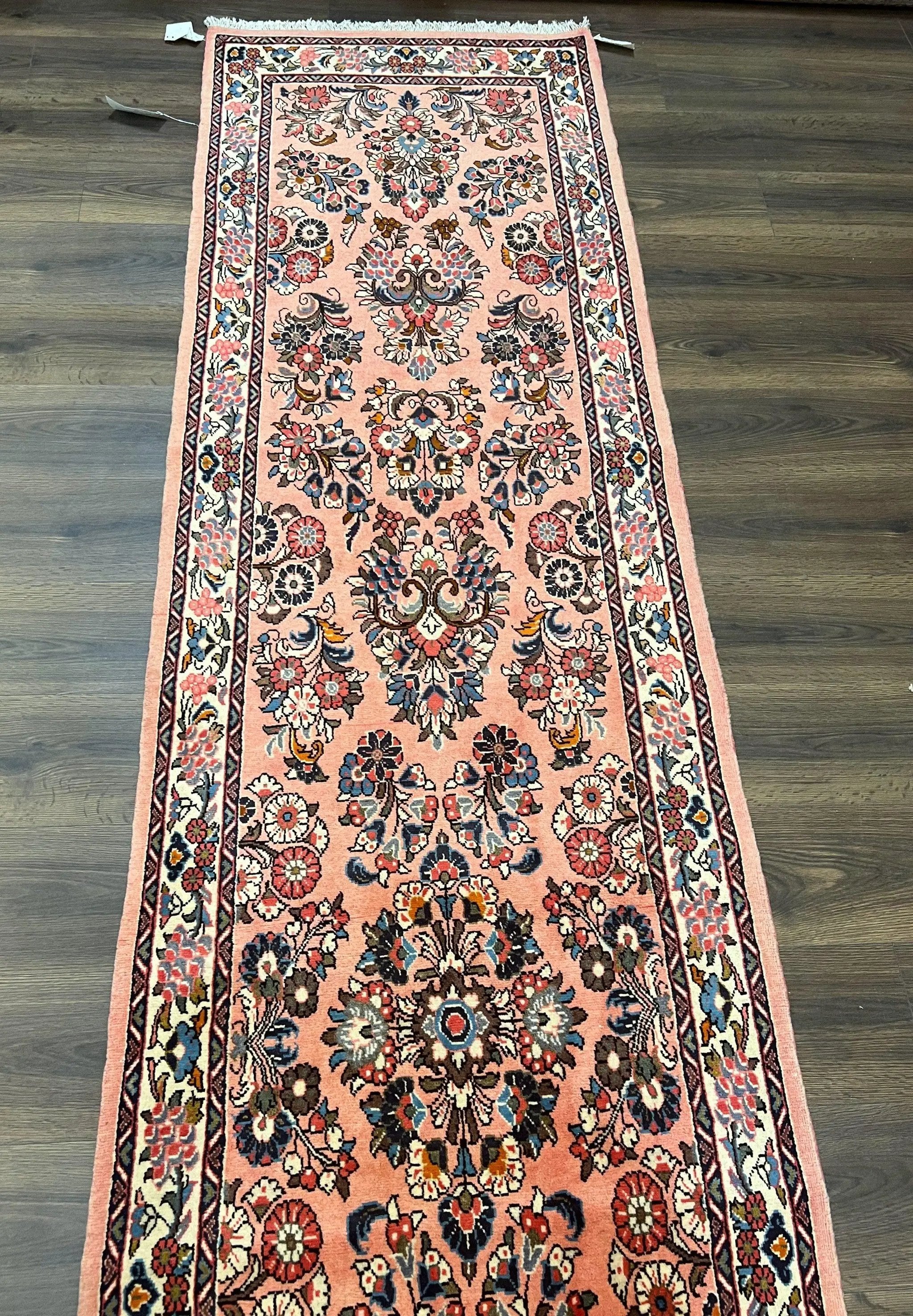 Persian Sarouk Runner Rug 2.9 x 13.6, Wool Floral Hand Knotted Runner by Jewel Rugs