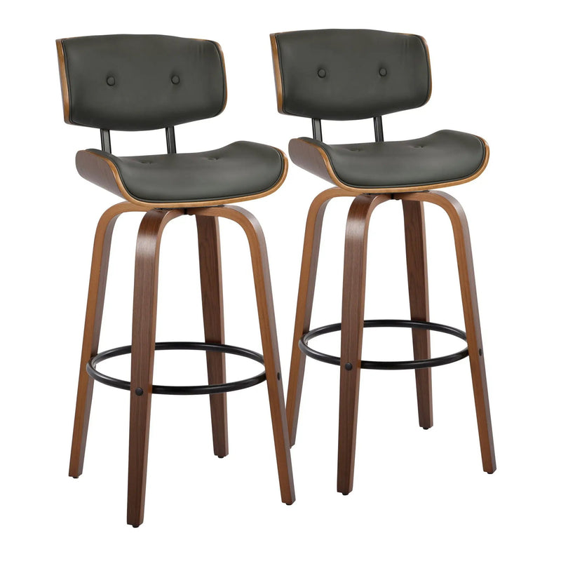 Lombardi - Mid-Century Modern Fixed Height Barstool With Swivel With Round Footrest (Set of 2) by Unique Piece Furniture