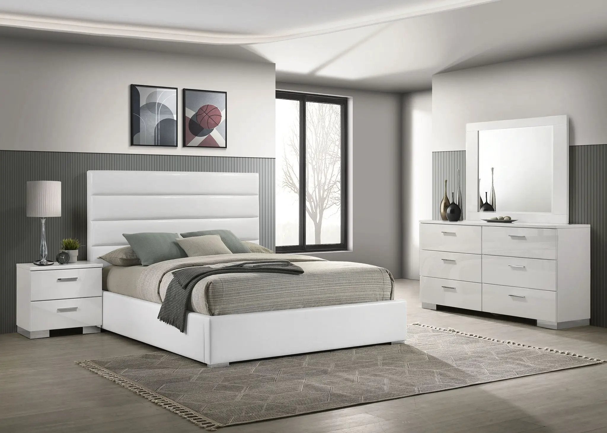 Felicity 4-piece California King Bedroom Set White High Gloss by Unique Piece Furniture