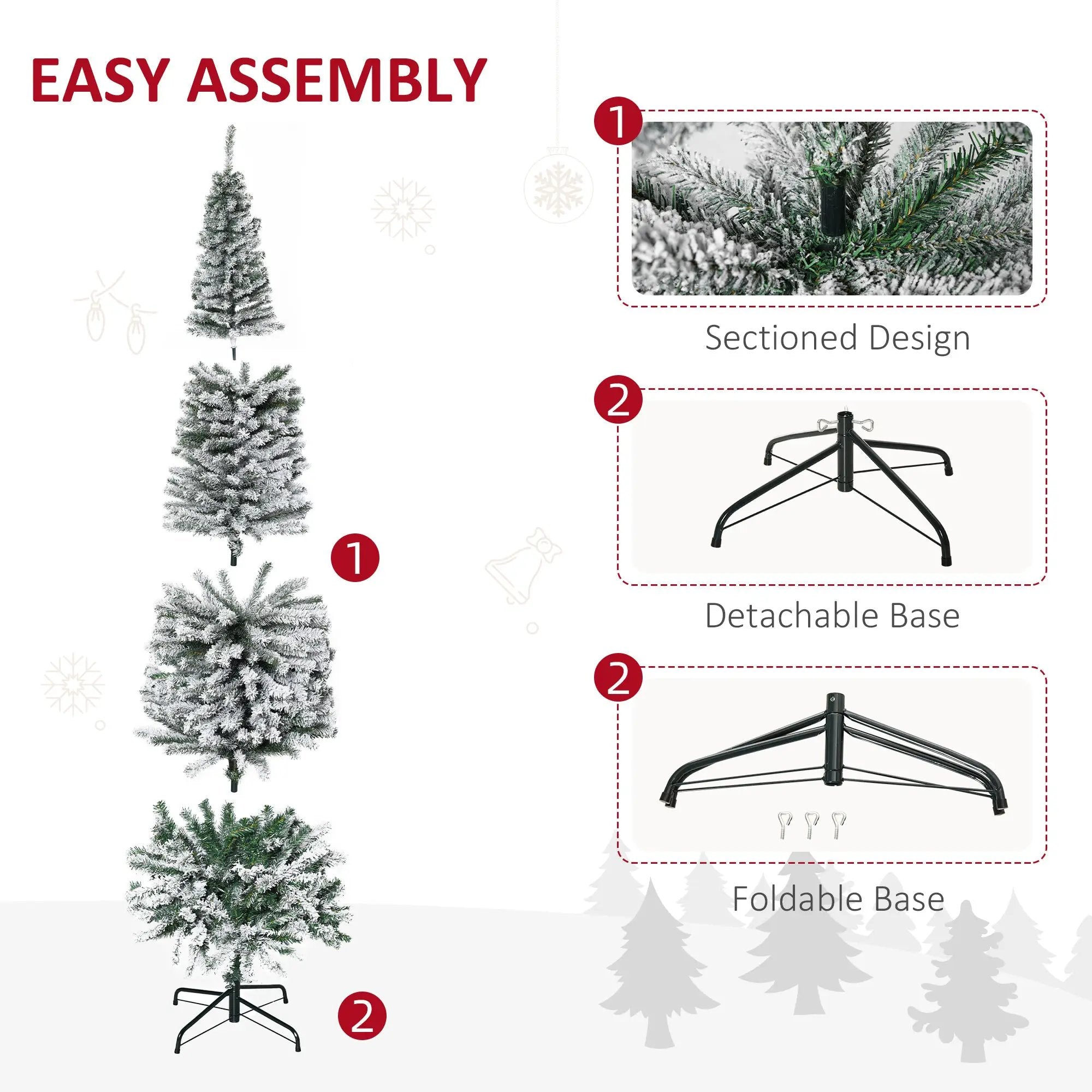 HOMCOM 7.5' Tall Unlit Snow-Flocked Slim Artificial Christmas Tree by HouseOfZazla