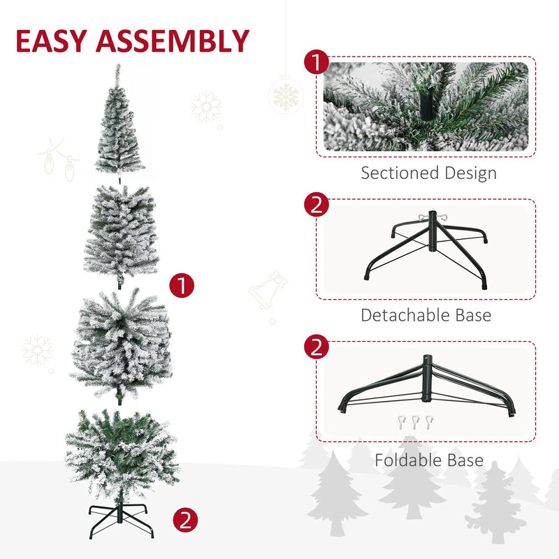 HOMCOM 7.5' Tall Unlit Snow-Flocked Slim Artificial Christmas Tree by HouseOfZazla