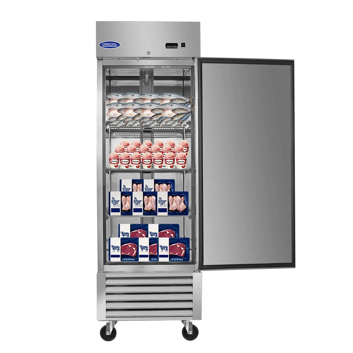 Commercial Freezer 23 Cu.Ft With 1 Solid Door Reach-In Freezers Stainless Steel Etl Approved Upright Freeze Storage - Silver by HouseOfZazla