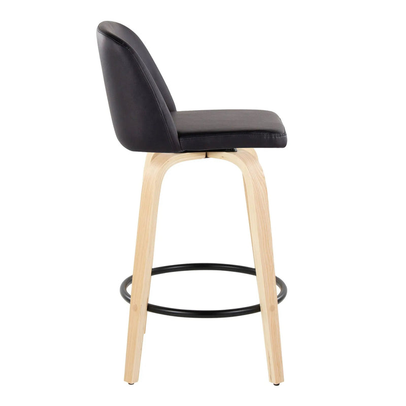 Toriano - Contemporary Modern Fixed Height Counter Stool Swivel With Round Footrest (Set of 2) by Unique Piece Furniture