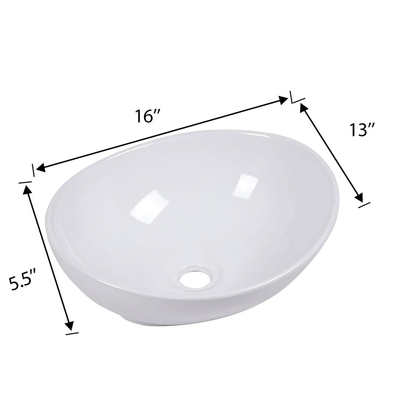 Oval Vessel Bathroom Sink - White by HouseOfZazla