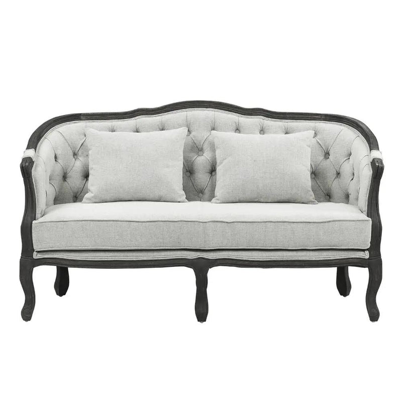 Samael - Loveseat With 2 Pillows - Gray Linen & Dark Brown by Unique Piece Furniture