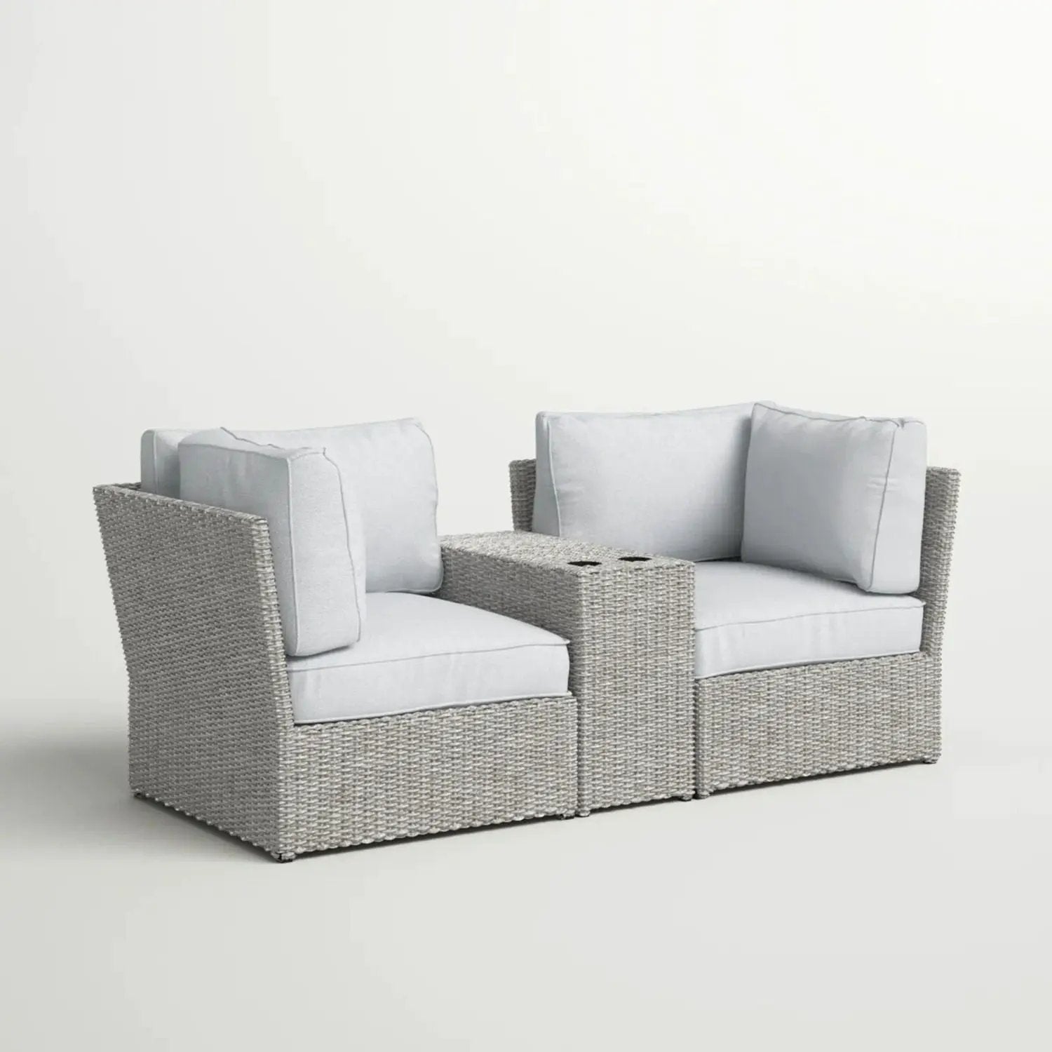 Outdoor Wicker Loveseat With Cushions by HouseOfZazla