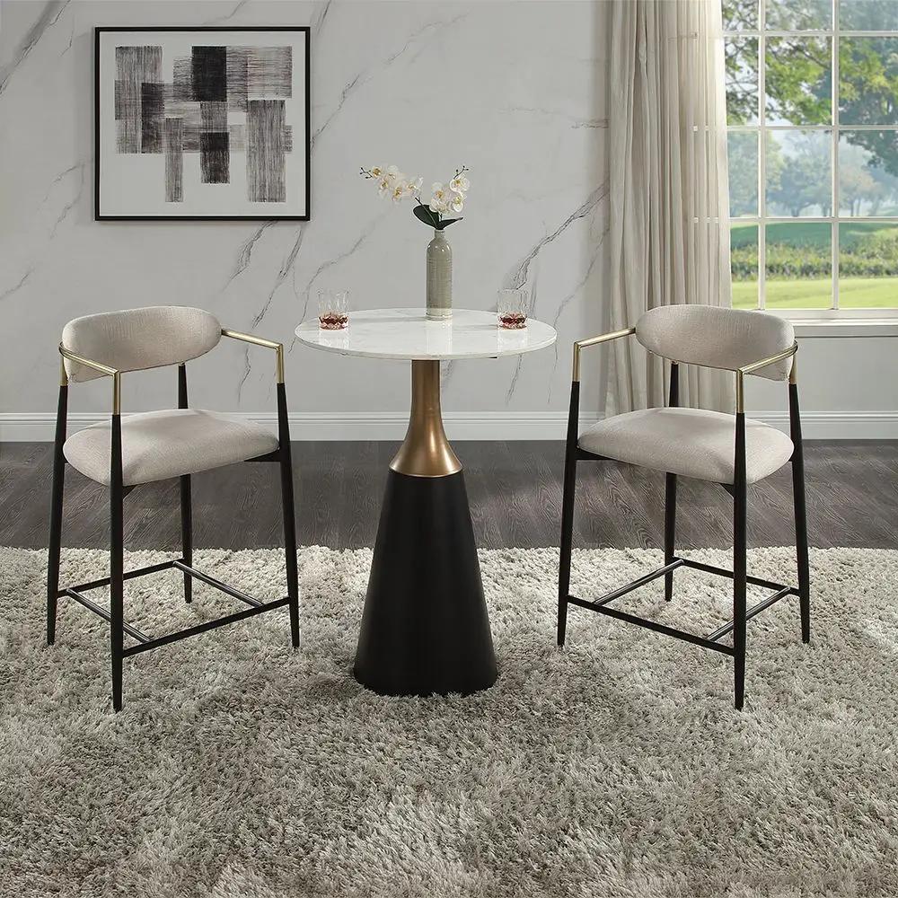 Jaramillo - Counter Height Table - Natural Marble Top & Black by Unique Piece Furniture