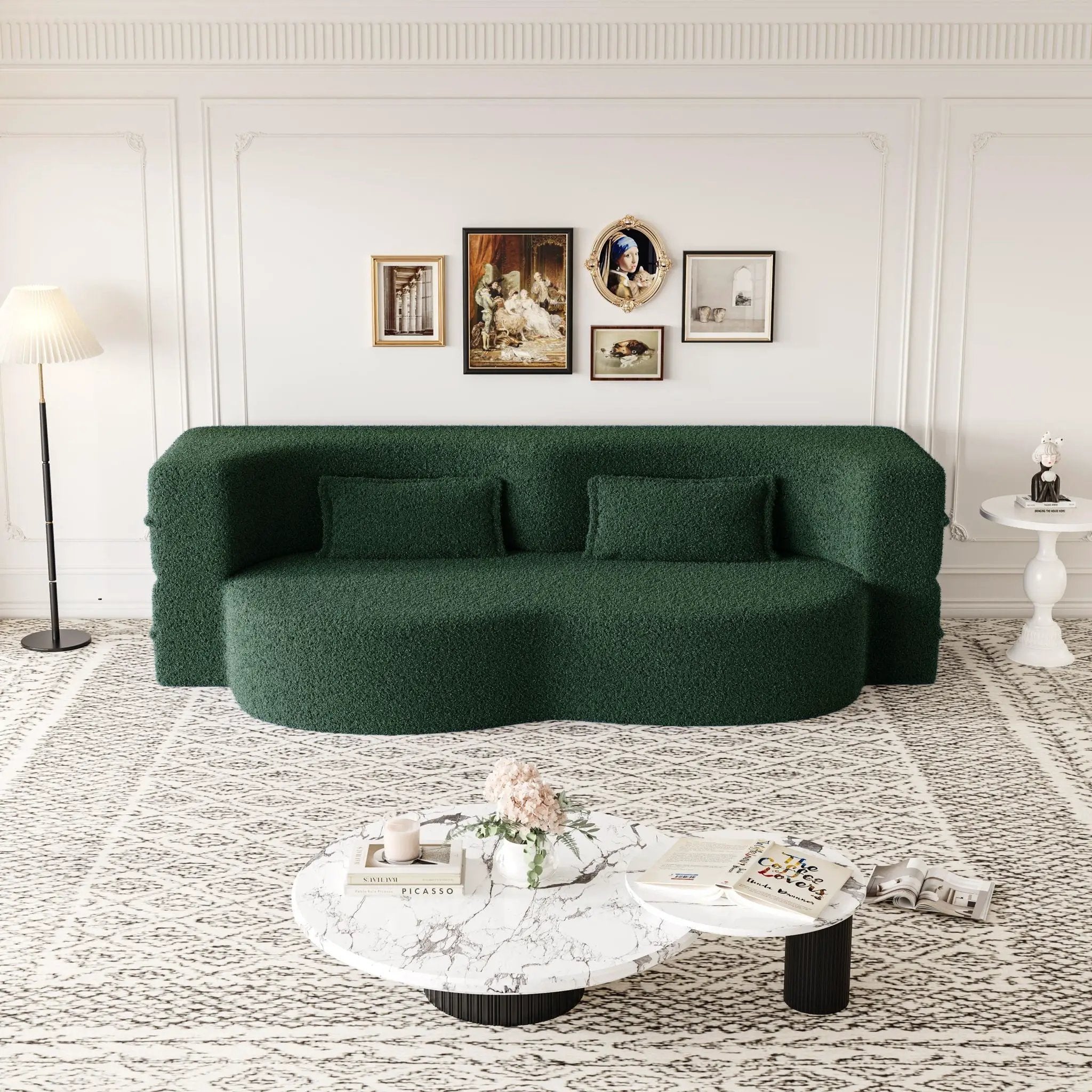 Modern Floor Sofa With Two Pillows Convertible Teddy Fabric Foam Filled Bed by HouseOfZazla