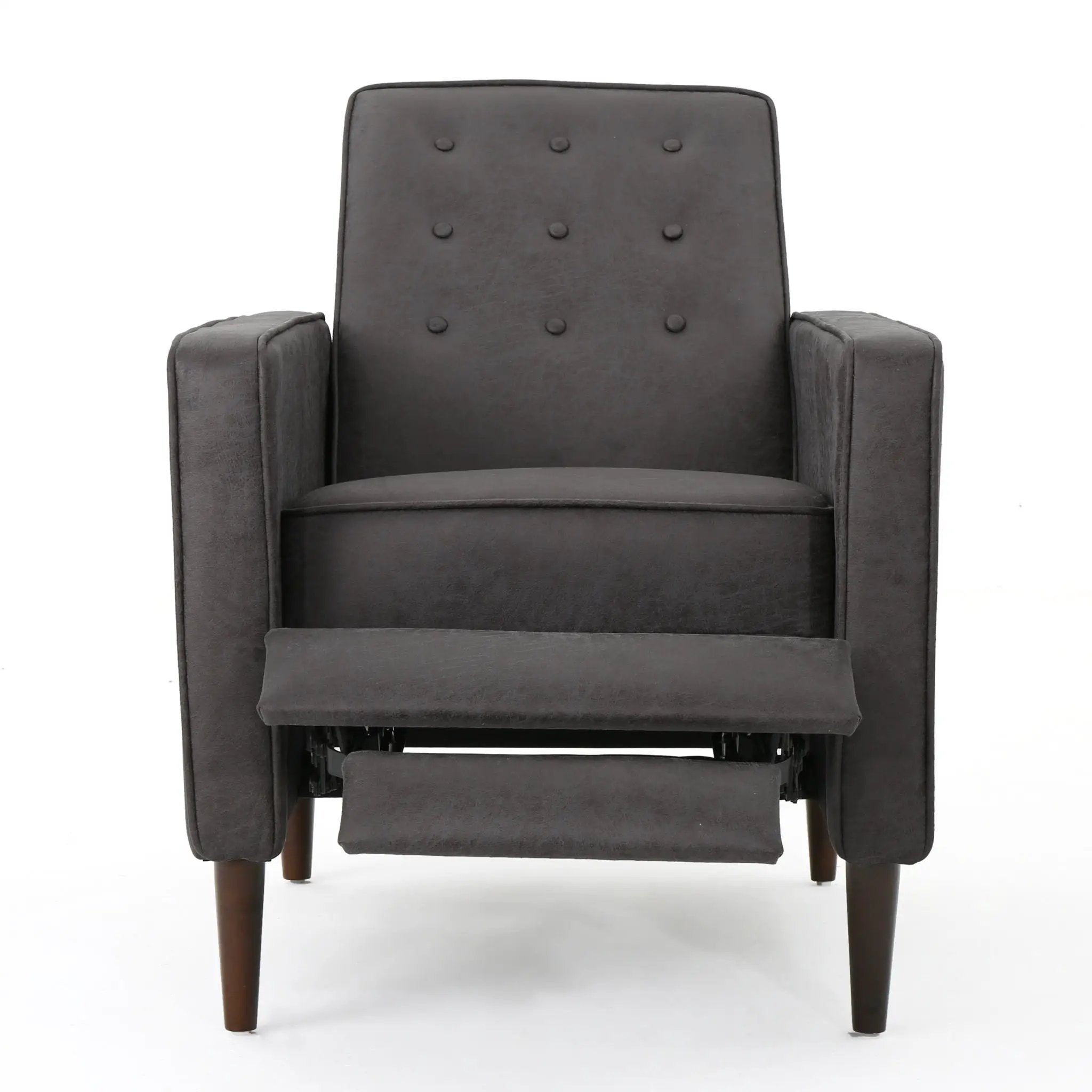 Macedonia - Mid Century Modern Button Tufted Fabric Recliner - Slate by HouseOfZazla