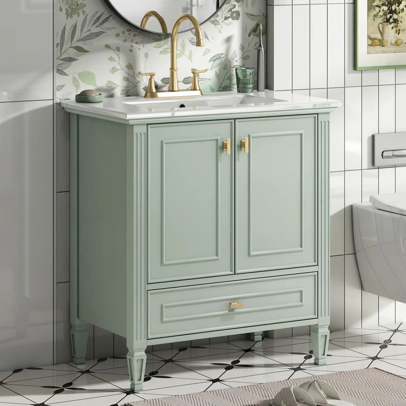 Freestanding Vanity With 1 Drawer & 2 Soft Close Doors With Door Mounted Storage by HouseOfZazla