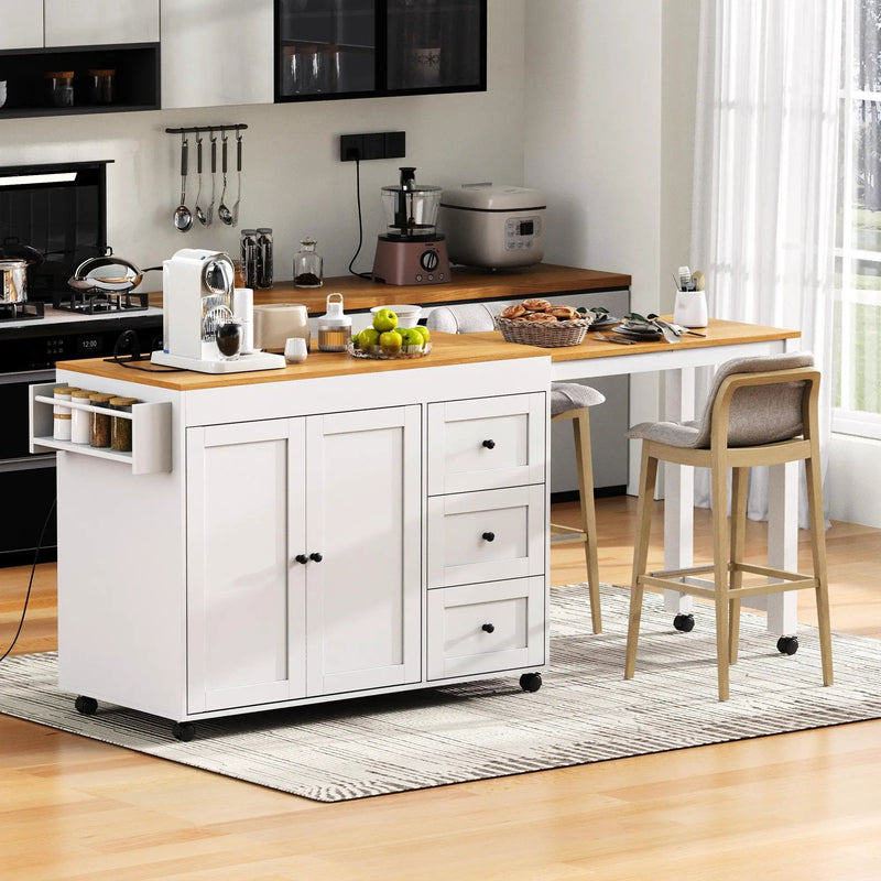 K&K 74.8" Kitchen Island with Extendable Dining Table by HouseOfZazla