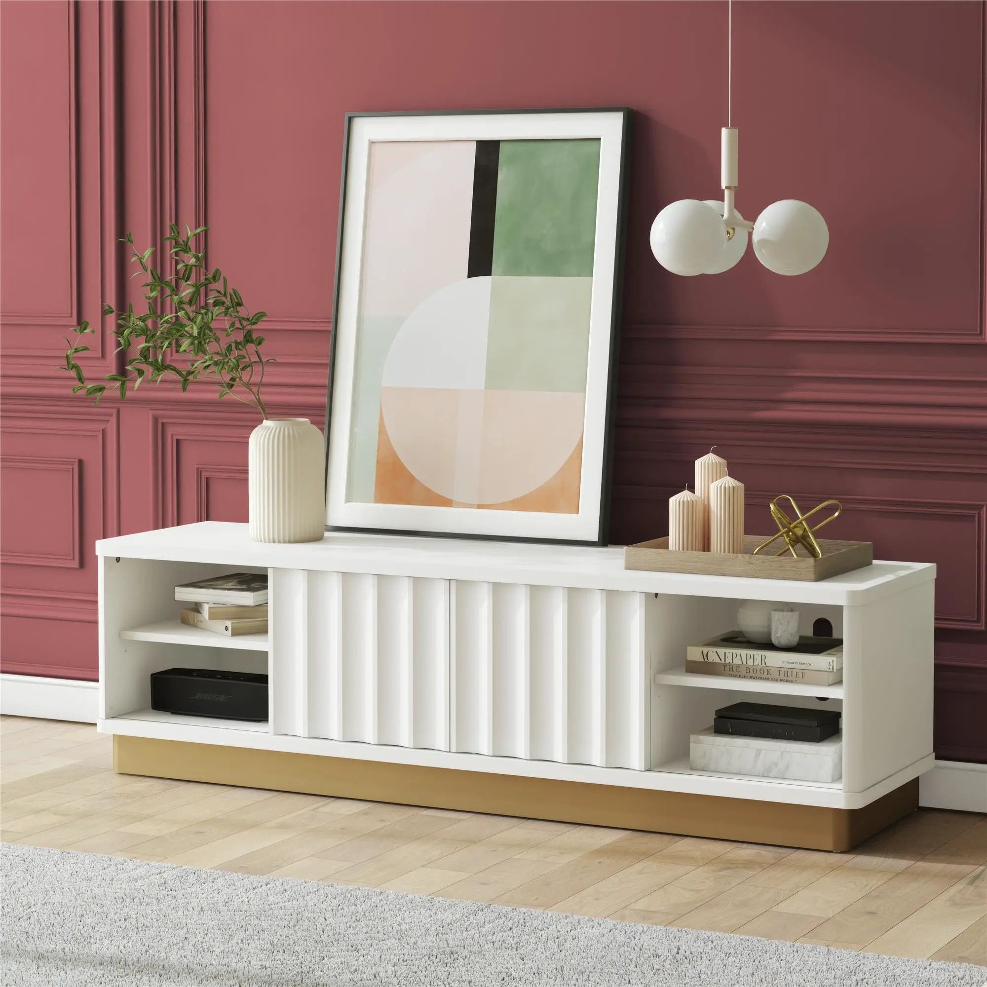 Rene - Scalloped TV Stand For TVs Up To 65" - White by Unique Piece Furniture
