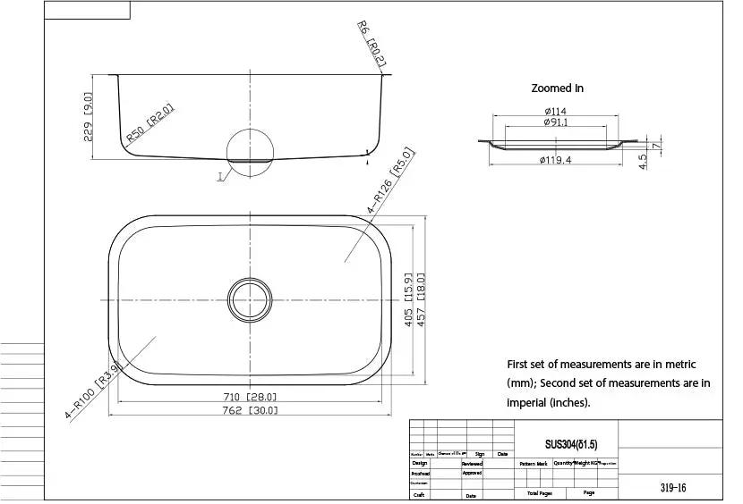 Stainless Steel Sink (Single Bowl) by The Original Granite Bracket
