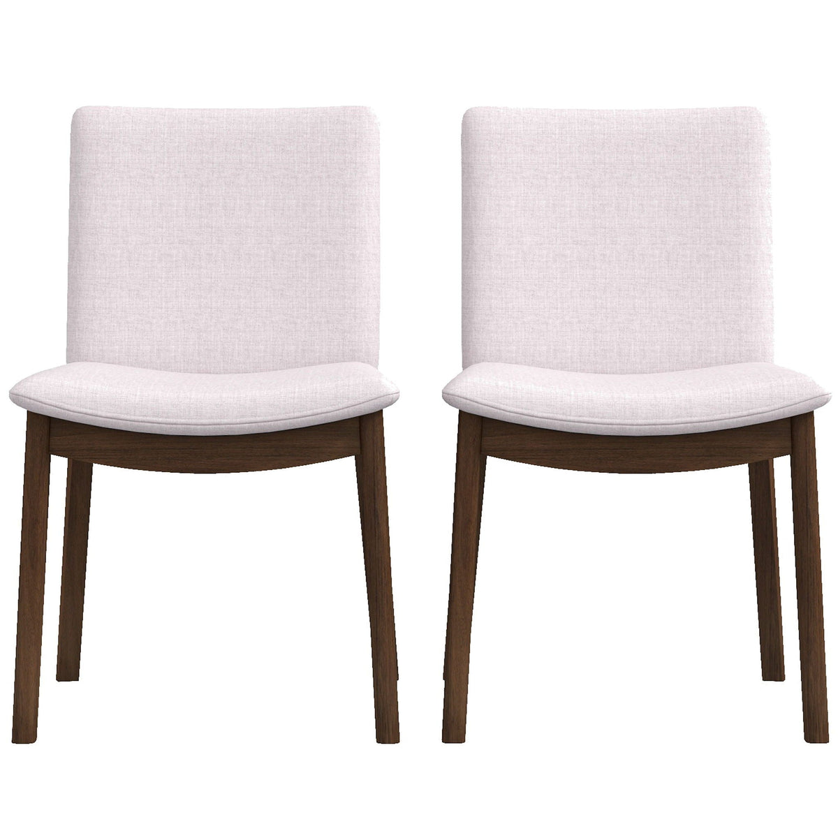Mid-Century Modern Solid Wood Dining Chair Set with Fabric Upholstery - Multiple Colors