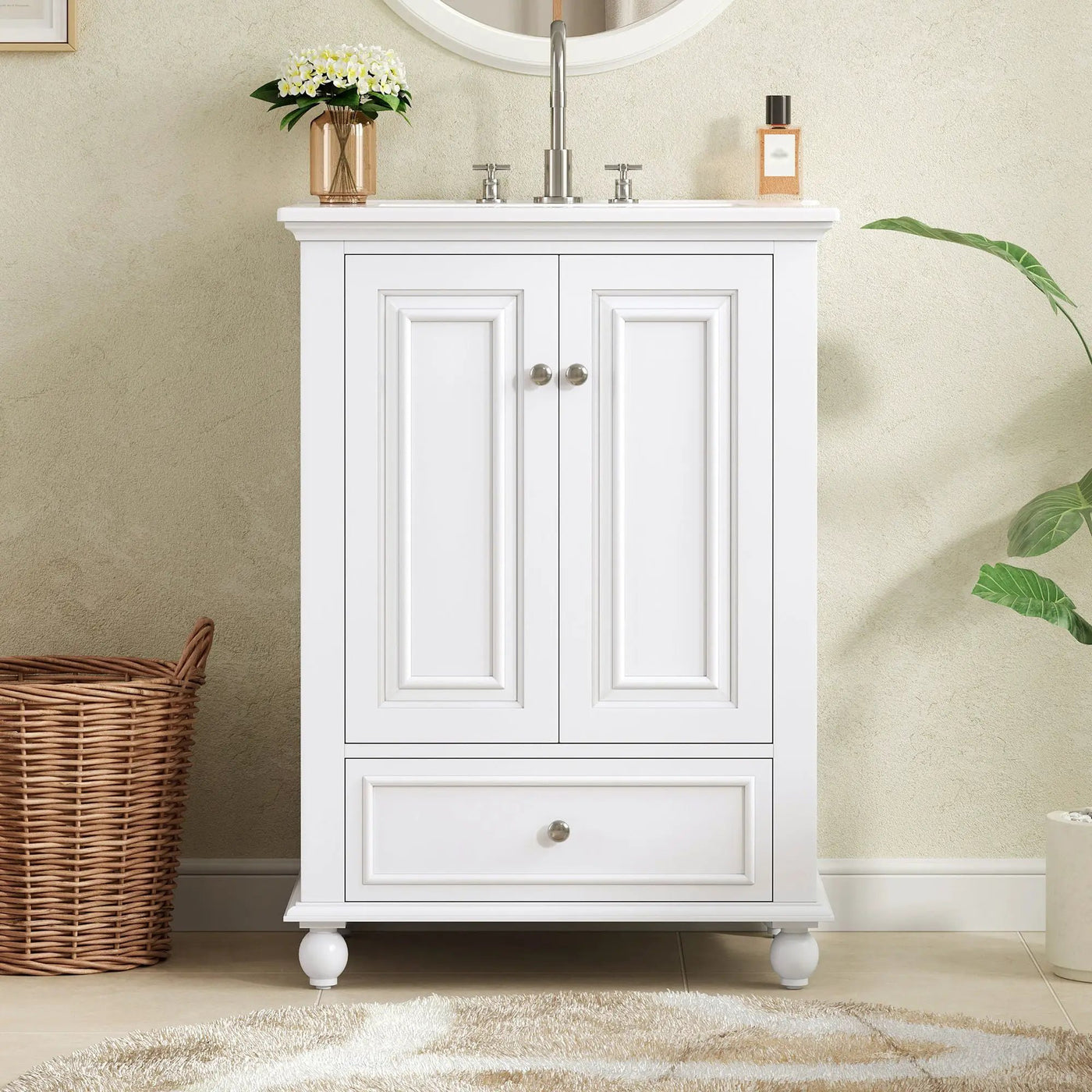 Modern Bathroom Vanity With Sink, Cabinet With Drawer And Dividers, Rectangular Storage Unit by Unique Piece Furniture
