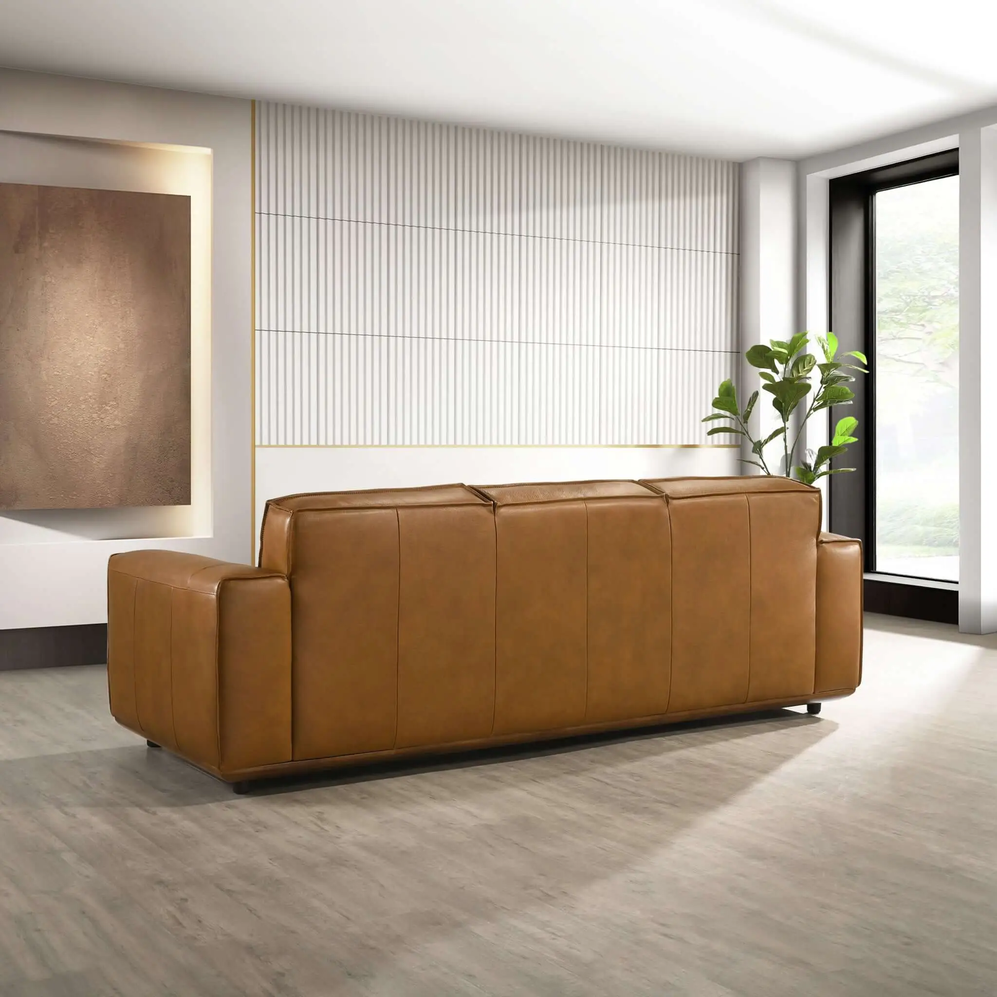 Hanky Genuine Tan Leather Sofa by HouseOfZazla